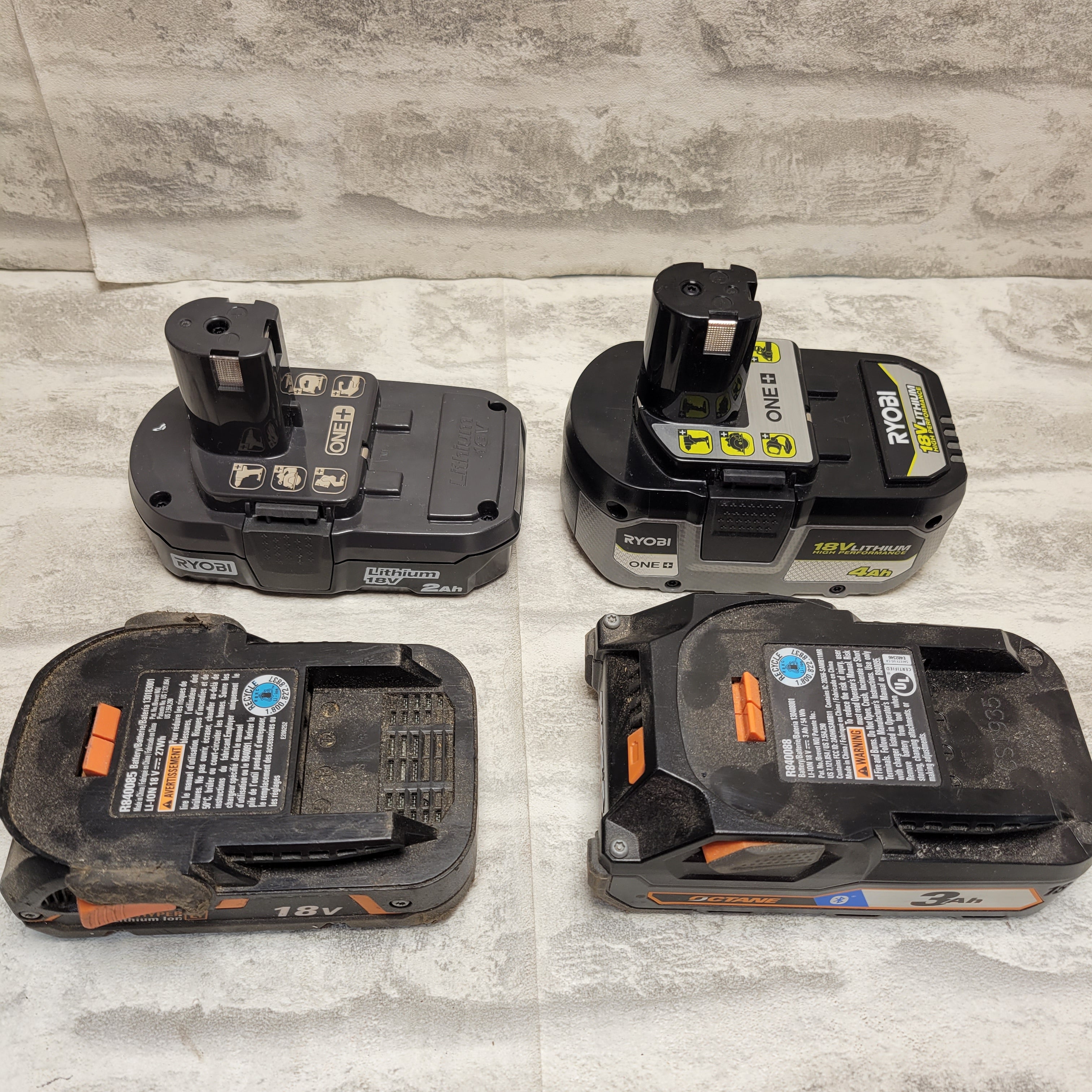 *FOR PARTS* Ridgid 18V (2) batteries & Ryobi 18V (2) batteries (7918503297262)